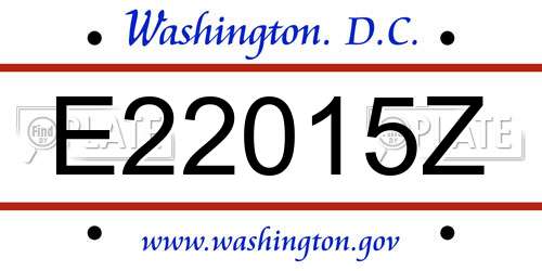 E22015Z District Of Columbia License Plate