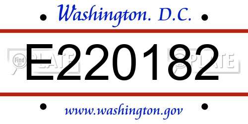 E220182 District Of Columbia License Plate