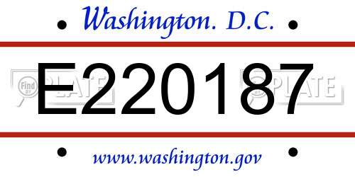 E220187 District Of Columbia License Plate