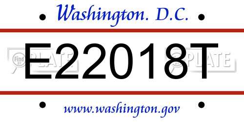 E22018T District Of Columbia License Plate