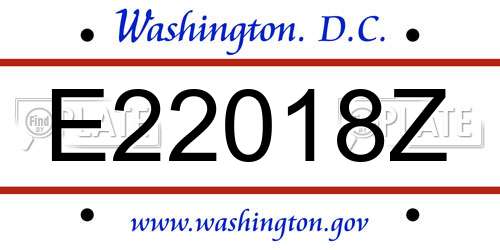E22018Z District Of Columbia License Plate