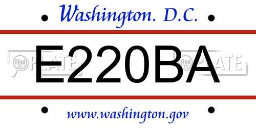 E220BA District Of Columbia License Plate