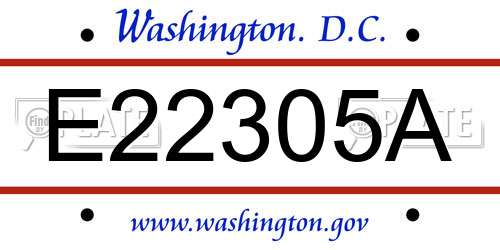 E22305A District Of Columbia License Plate