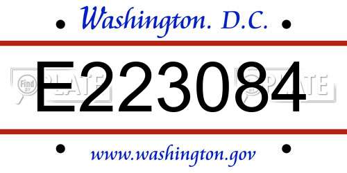 E223084 District Of Columbia License Plate