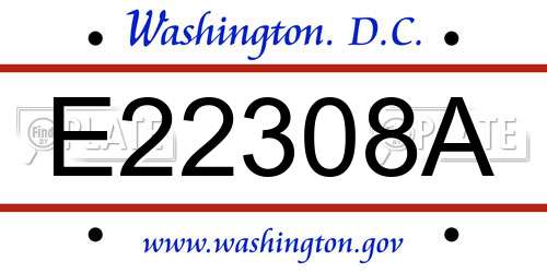 E22308A District Of Columbia License Plate