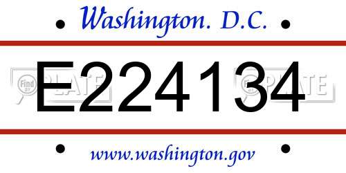 E224134 District Of Columbia License Plate