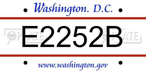 E2252B District Of Columbia License Plate