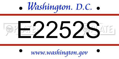 E2252S District Of Columbia License Plate