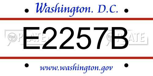E2257B District Of Columbia License Plate