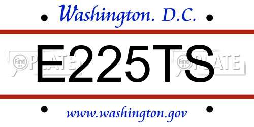E225TS District Of Columbia License Plate