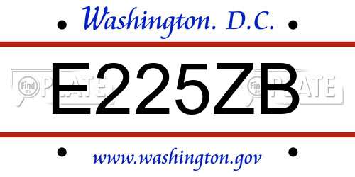 E225ZB District Of Columbia License Plate