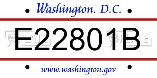 E22801B District Of Columbia License Plate