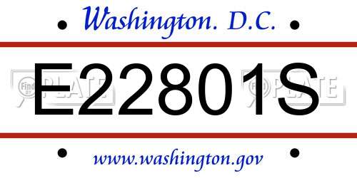 E22801S District Of Columbia License Plate