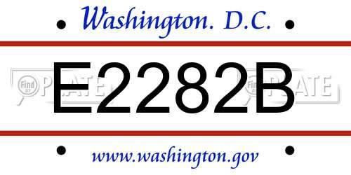 E2282B District Of Columbia License Plate
