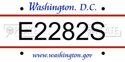 E2282S District Of Columbia License Plate
