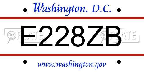 E228ZB District Of Columbia License Plate