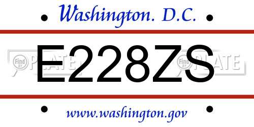 E228ZS District Of Columbia License Plate