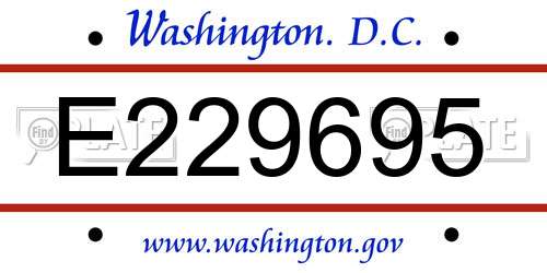 E229695 District Of Columbia License Plate