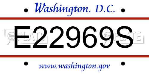 E22969S District Of Columbia License Plate