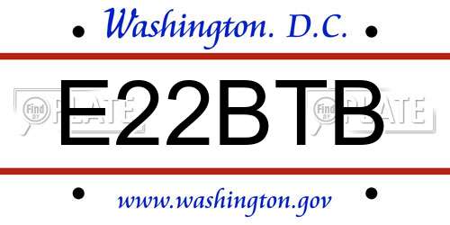 E22BTB District Of Columbia License Plate
