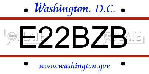 E22BZB District Of Columbia License Plate