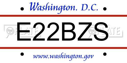 E22BZS District Of Columbia License Plate