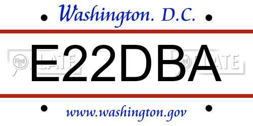 E22DBA District Of Columbia License Plate