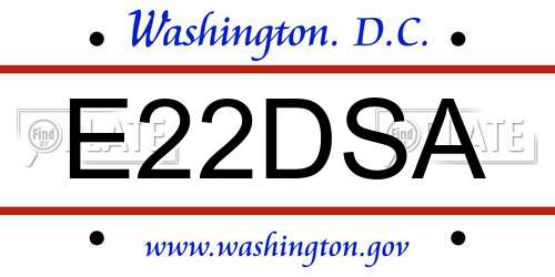 E22DSA District Of Columbia License Plate