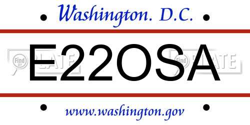 E22OSA District Of Columbia License Plate
