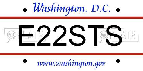 E22STS District Of Columbia License Plate