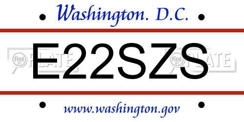 E22SZS District Of Columbia License Plate