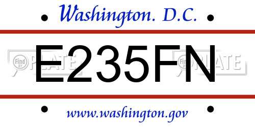E235FN District Of Columbia License Plate