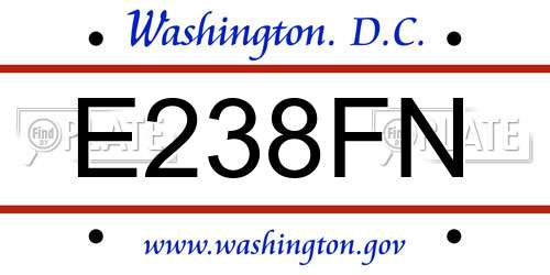 E238FN District Of Columbia License Plate