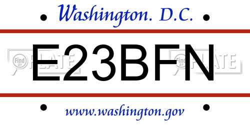 E23BFN District Of Columbia License Plate