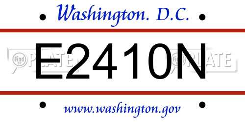 E2410N District Of Columbia License Plate