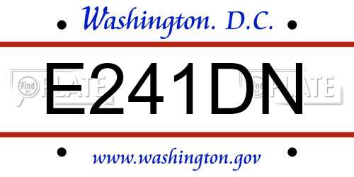 E241DN District Of Columbia License Plate
