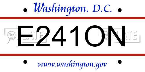E241ON District Of Columbia License Plate