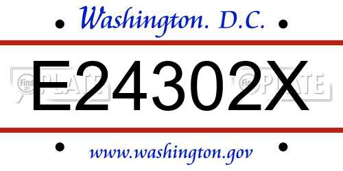 E24302X District Of Columbia License Plate