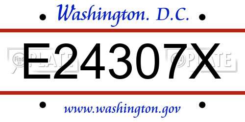 E24307X District Of Columbia License Plate