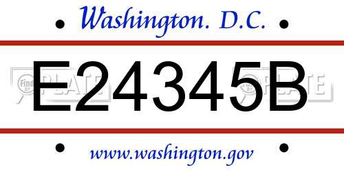 E24345B District Of Columbia License Plate