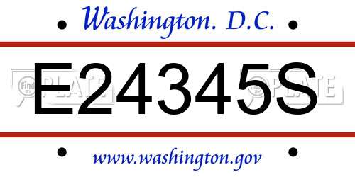 E24345S District Of Columbia License Plate