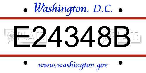 E24348B District Of Columbia License Plate