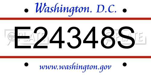 E24348S District Of Columbia License Plate