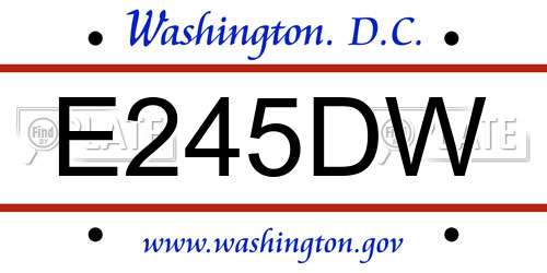 E245DW District Of Columbia License Plate