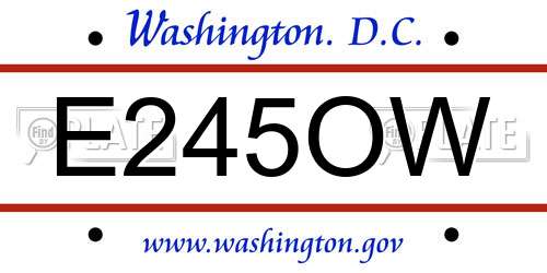 E245OW District Of Columbia License Plate