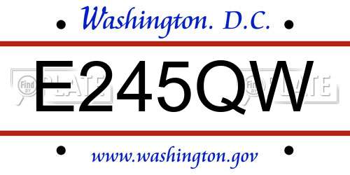 E245QW District Of Columbia License Plate