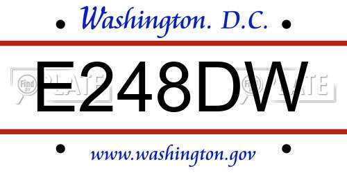 E248DW District Of Columbia License Plate