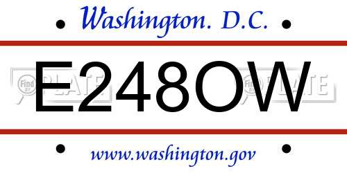 E248OW District Of Columbia License Plate