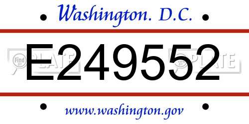 E249552 District Of Columbia License Plate
