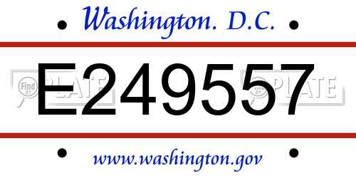 E249557 District Of Columbia License Plate